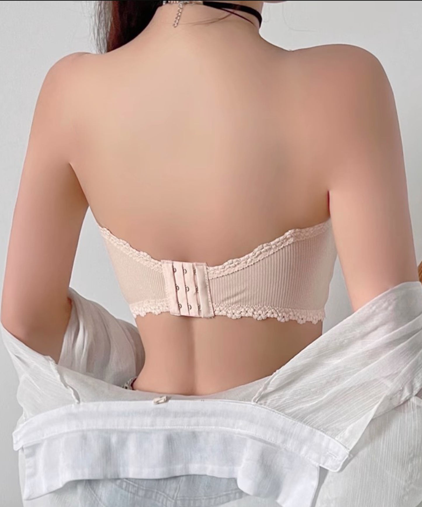 リブチューブトップブラ