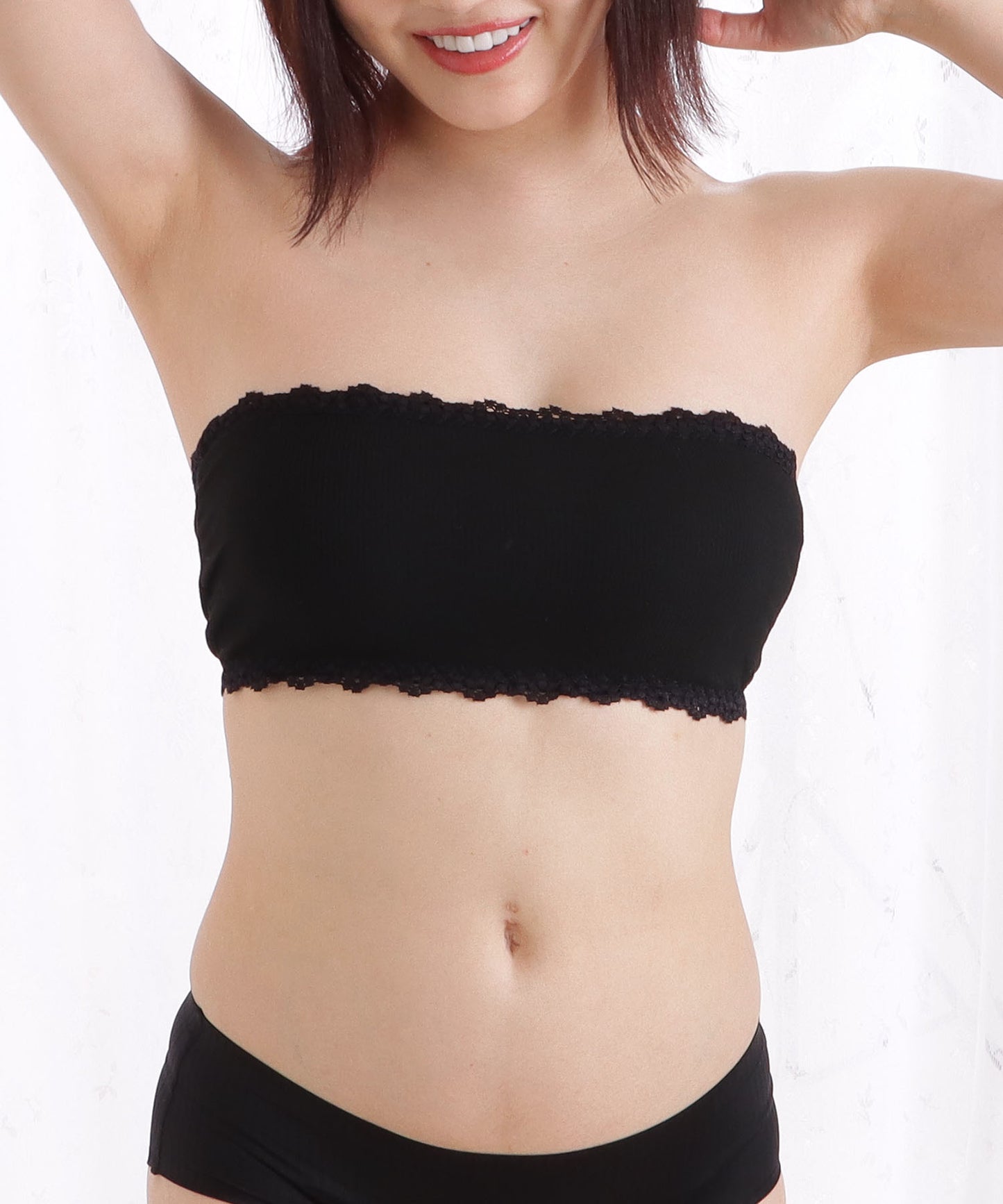 リブチューブトップブラ