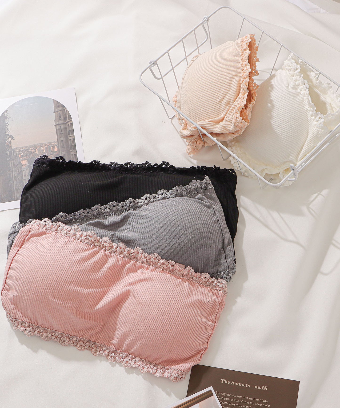 リブチューブトップブラ