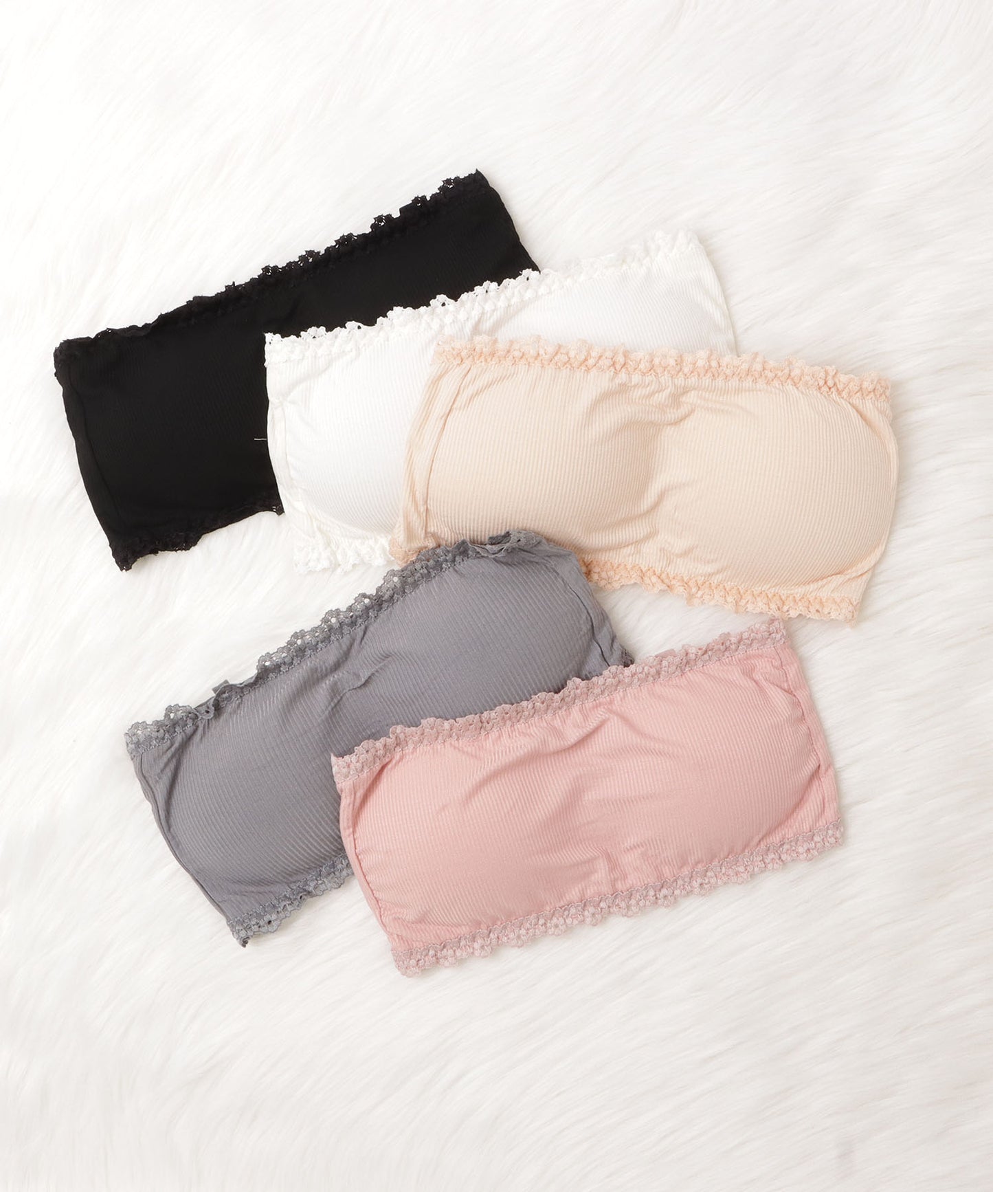 リブチューブトップブラ