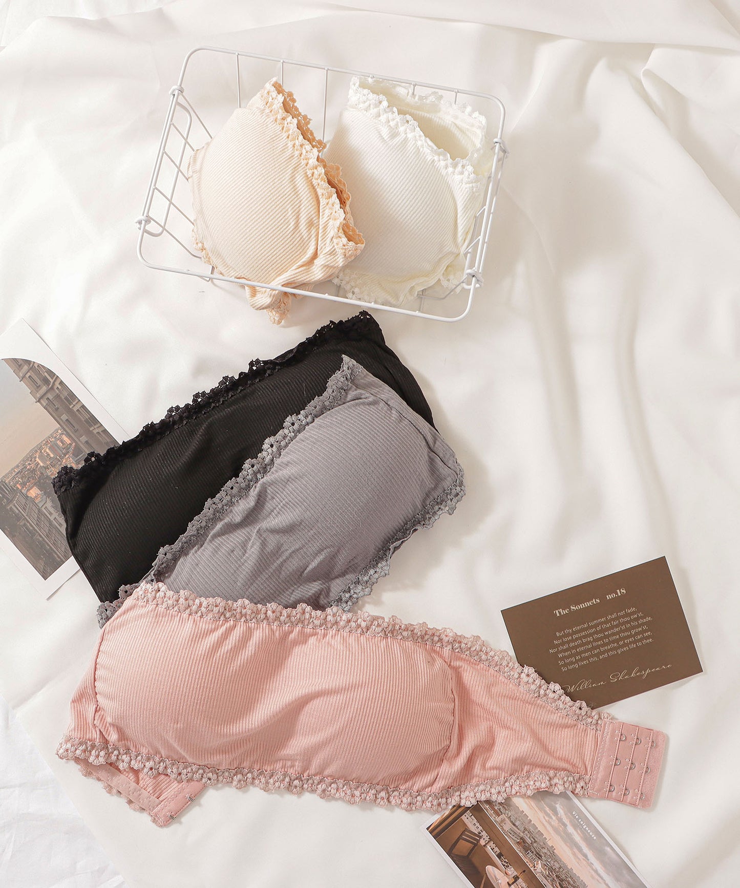 リブチューブトップブラ