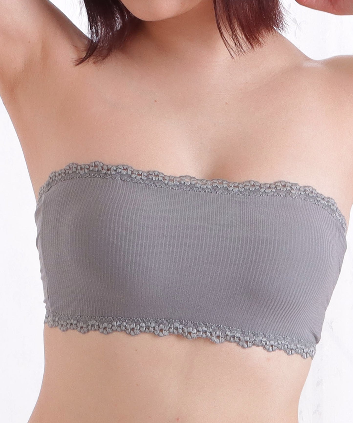 リブチューブトップブラ