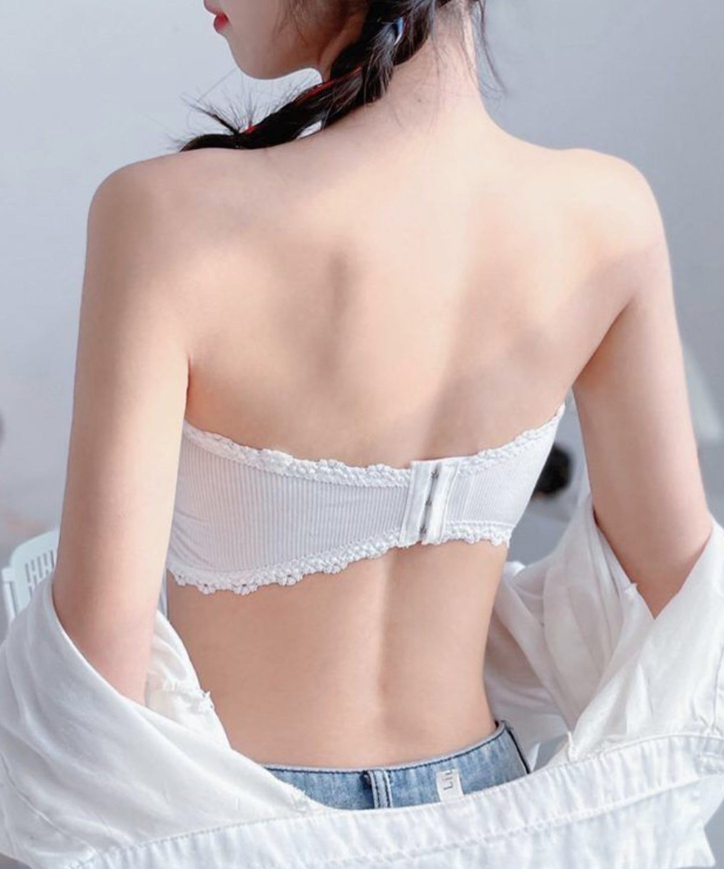リブチューブトップブラ