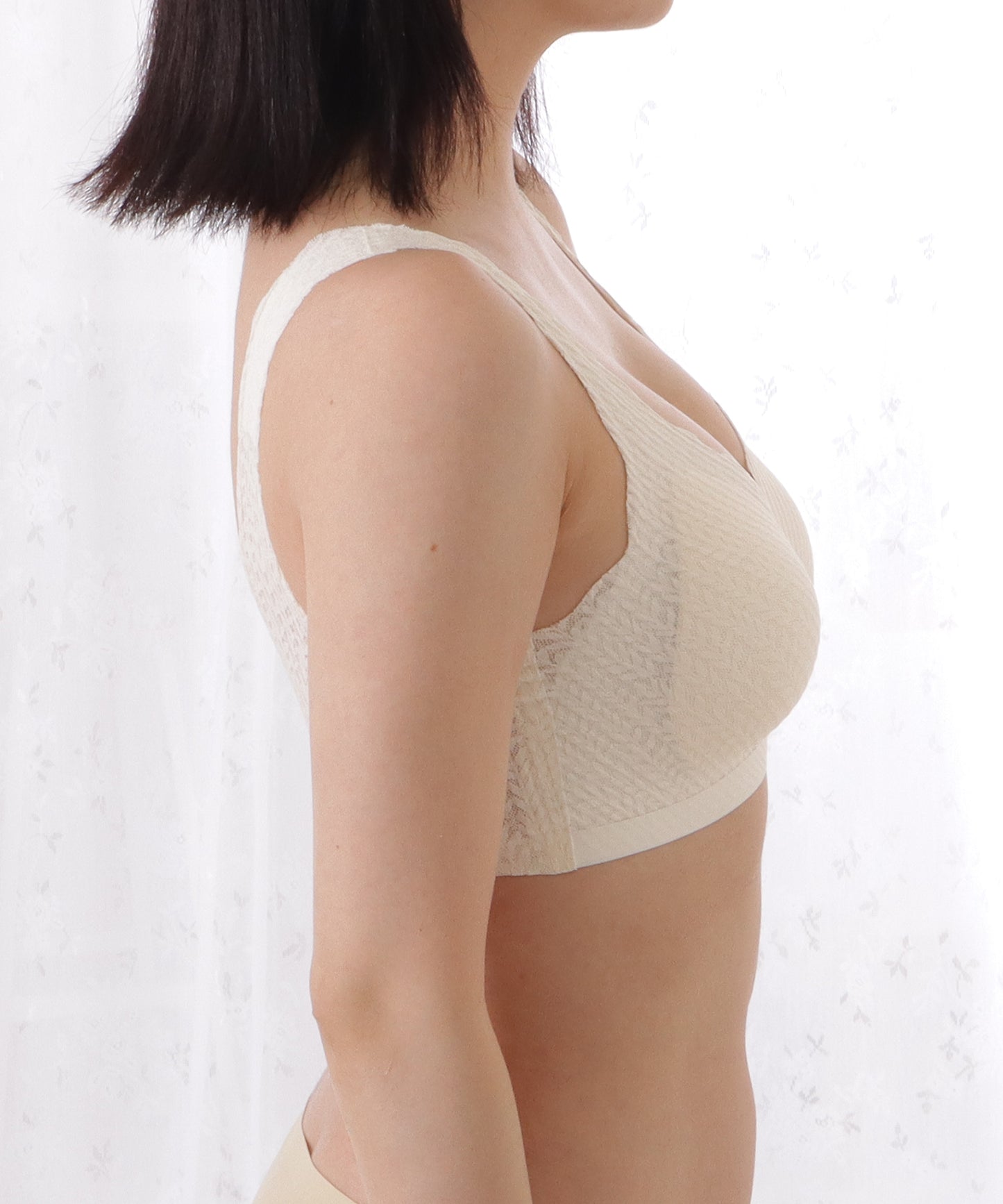 【2枚組】リーフ柄スカラップコンフォートブラ