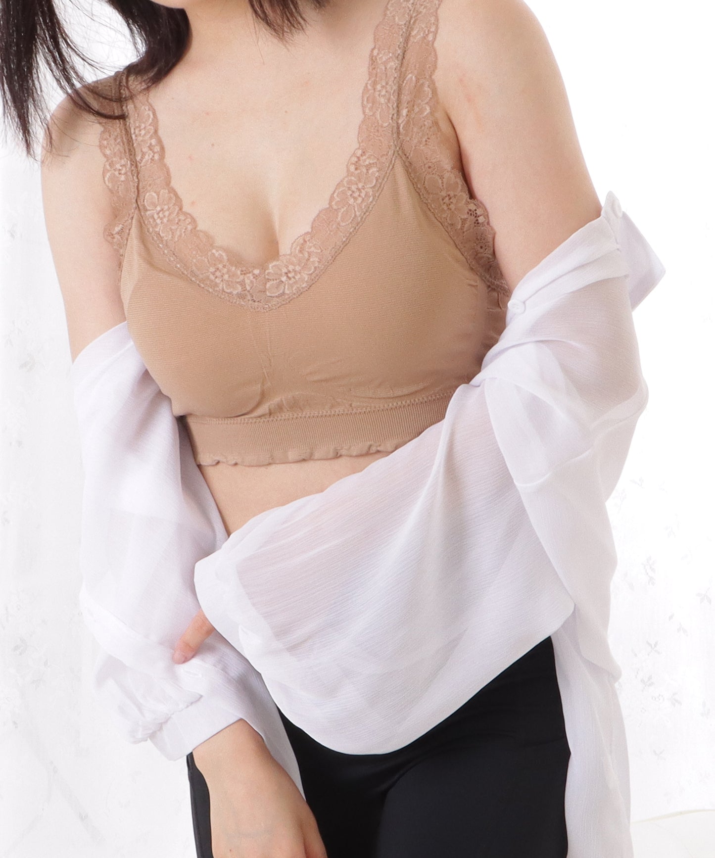 Vネックレーシィコンフォートブラ