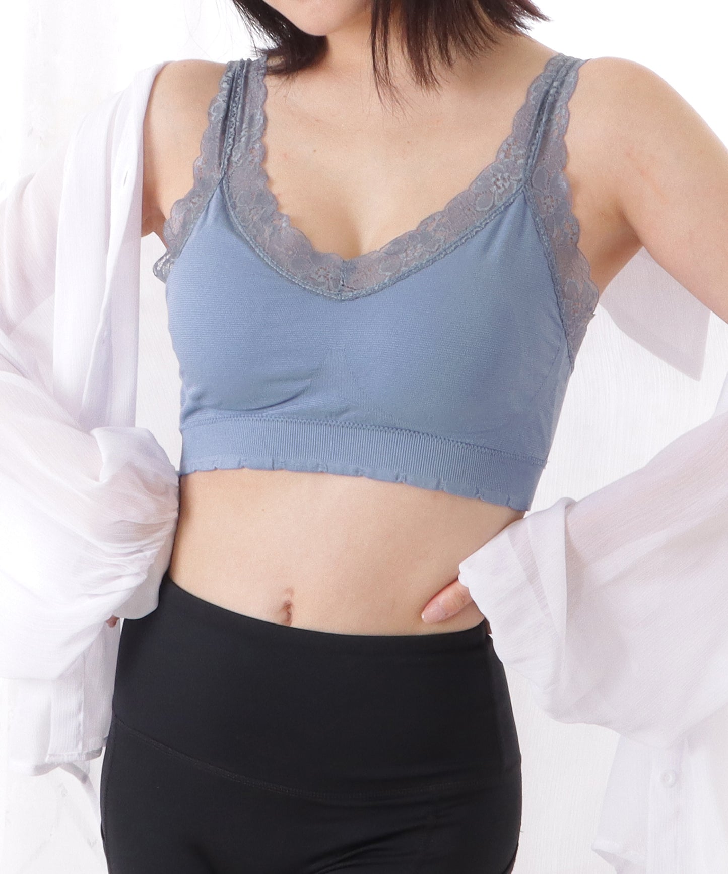 Vネックレーシィコンフォートブラ