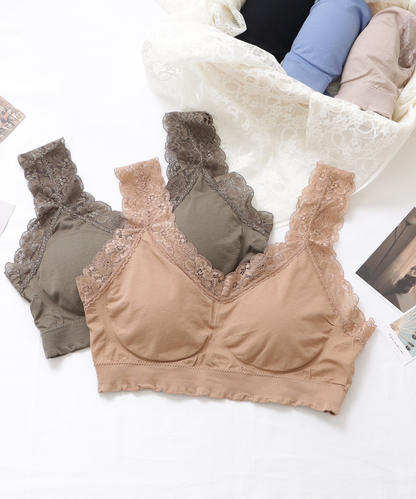 Vネックレーシィコンフォートブラ