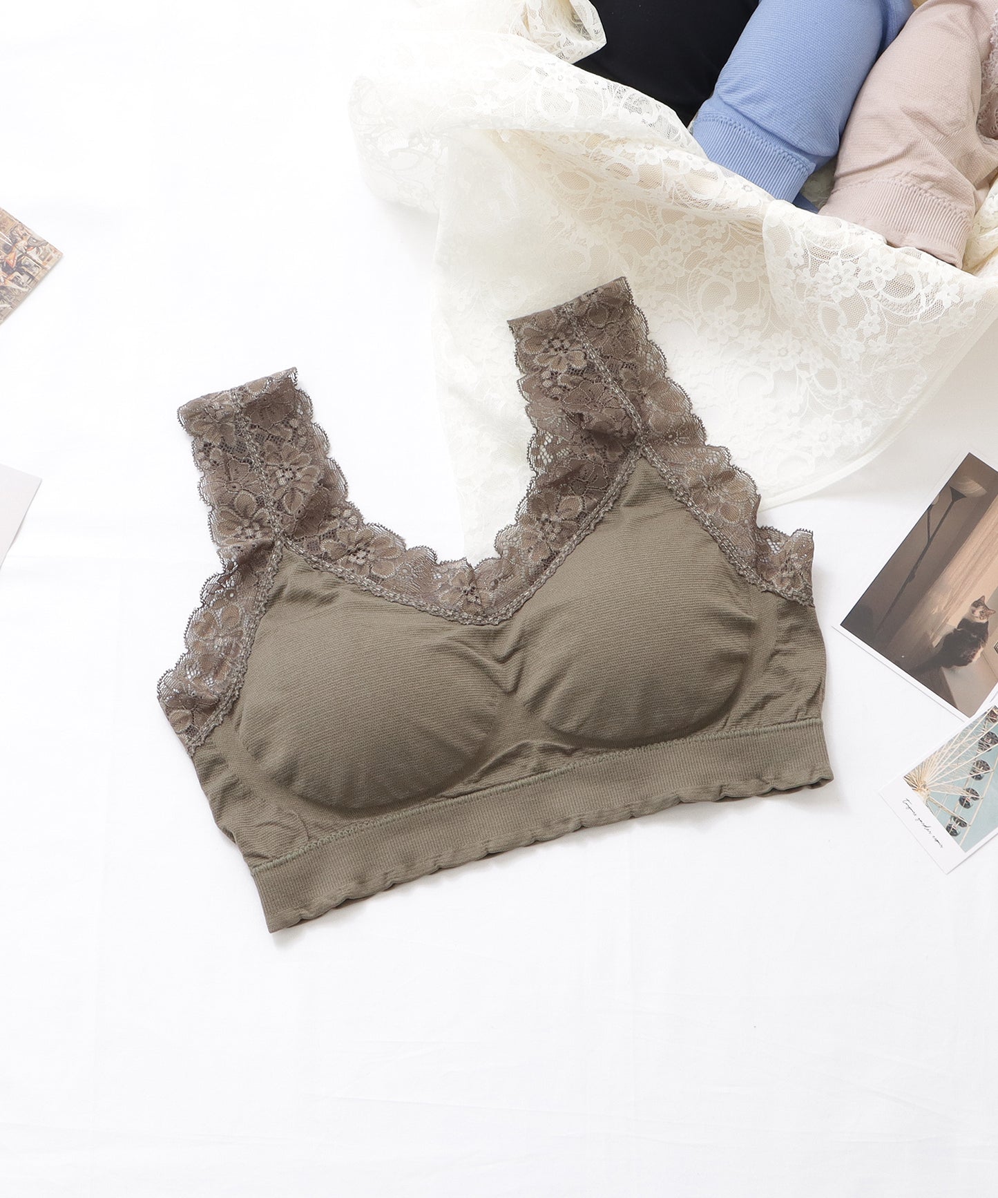 Vネックレーシィコンフォートブラ