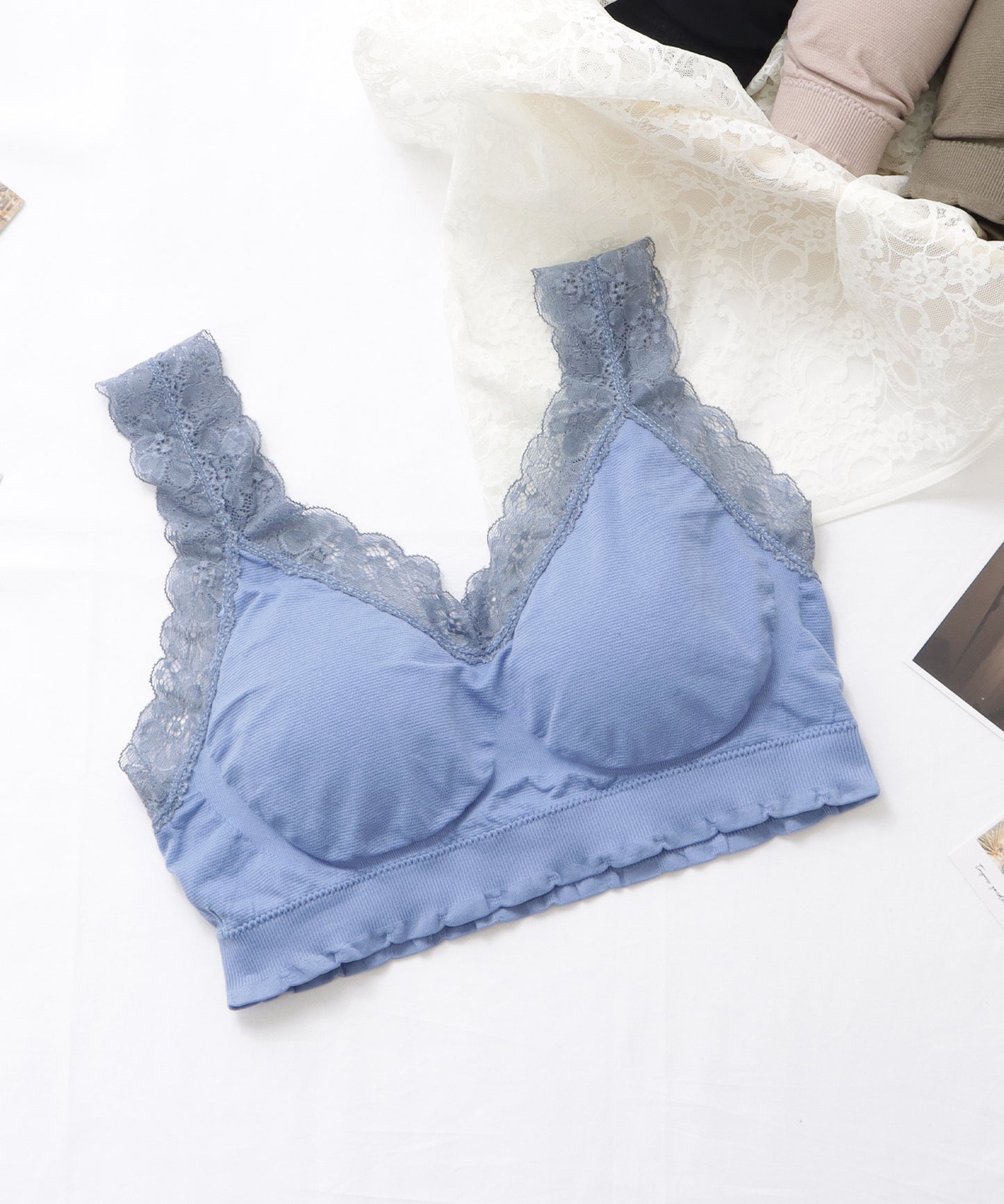 Vネックレーシィコンフォートブラ