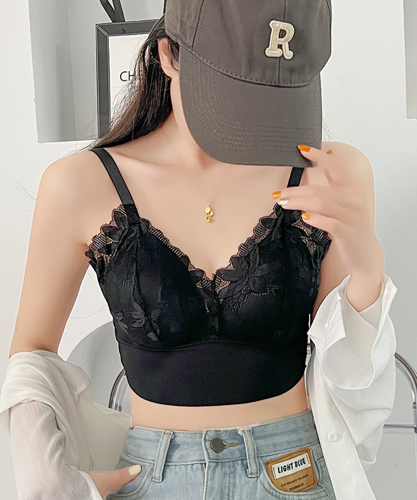 花柄レースワイヤレスブラジャー