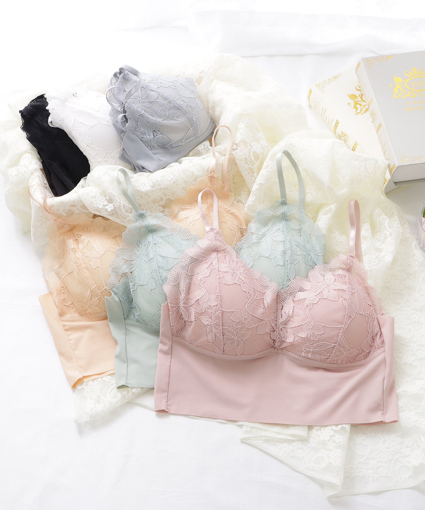 花柄レースワイヤレスブラジャー