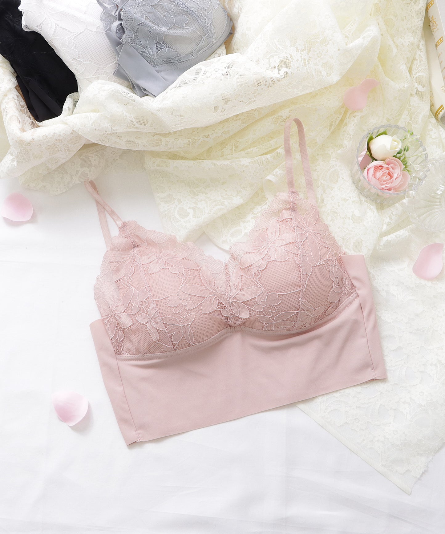 花柄レースワイヤレスブラジャー