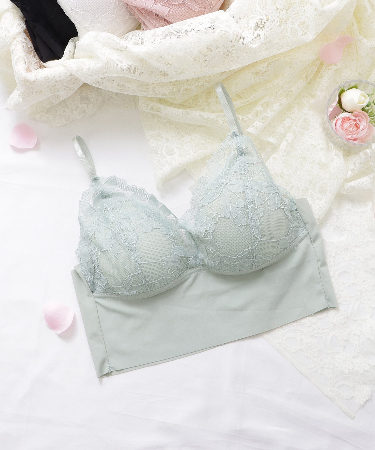 花柄レースワイヤレスブラジャー