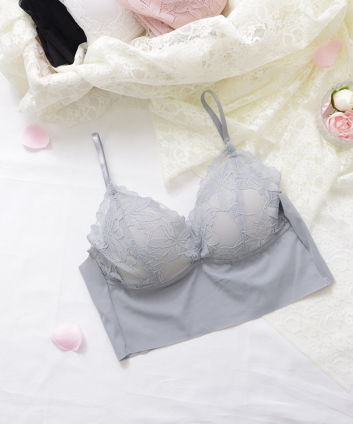 花柄レースワイヤレスブラジャー