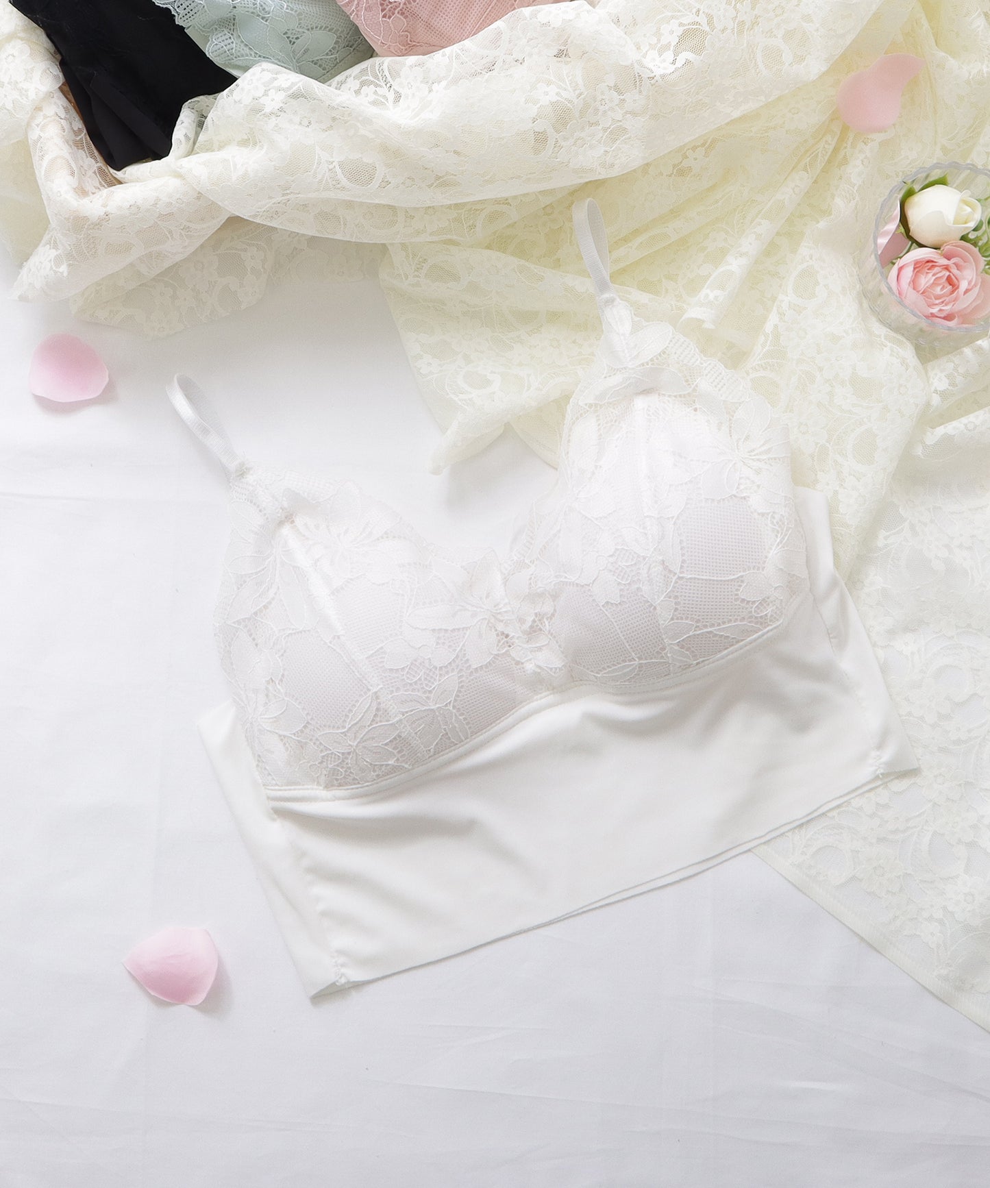 花柄レースワイヤレスブラジャー