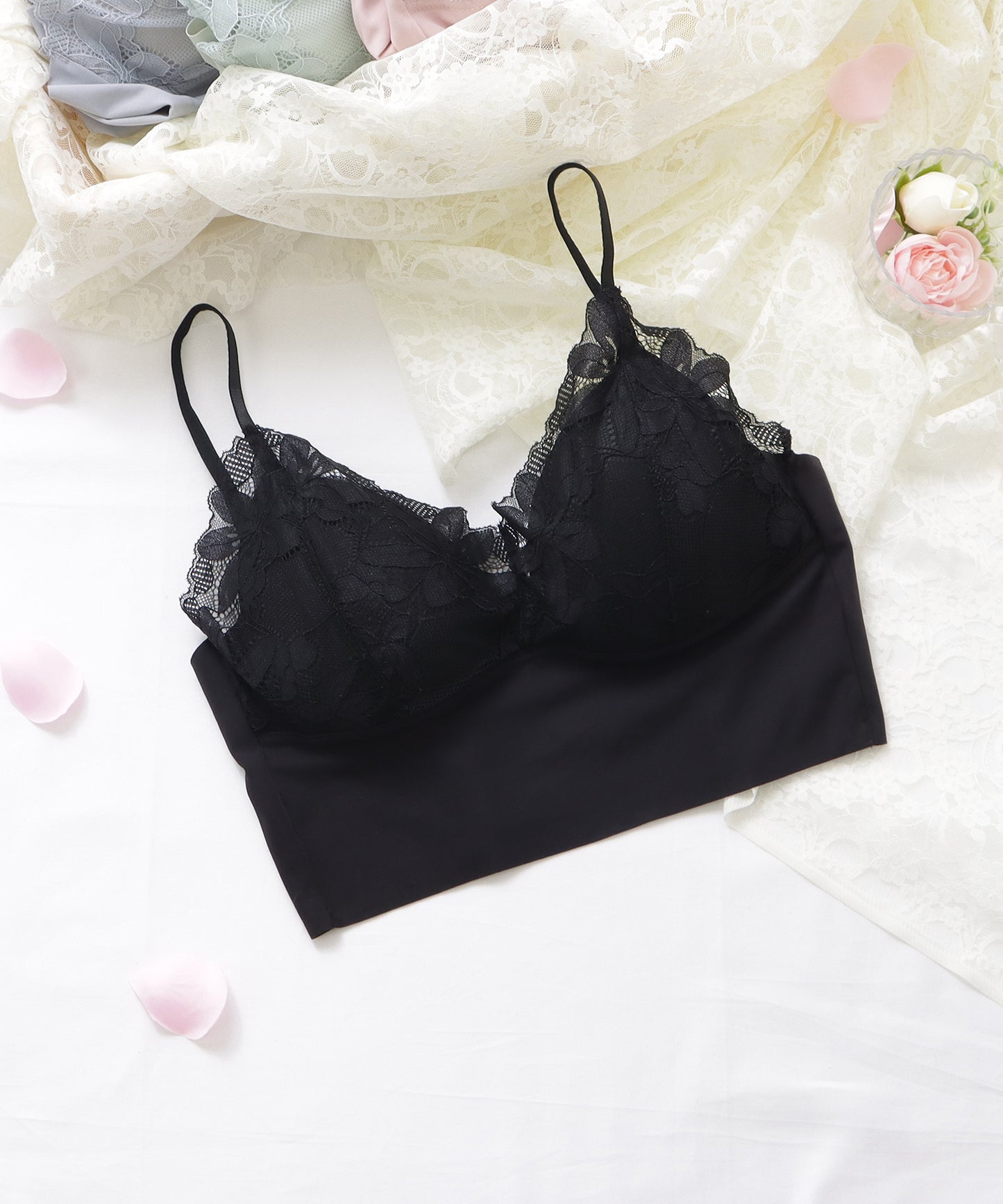 花柄レースワイヤレスブラジャー