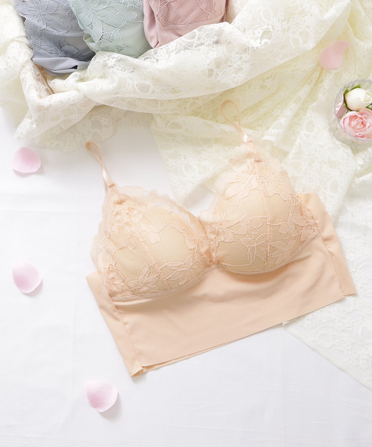 花柄レースワイヤレスブラジャー
