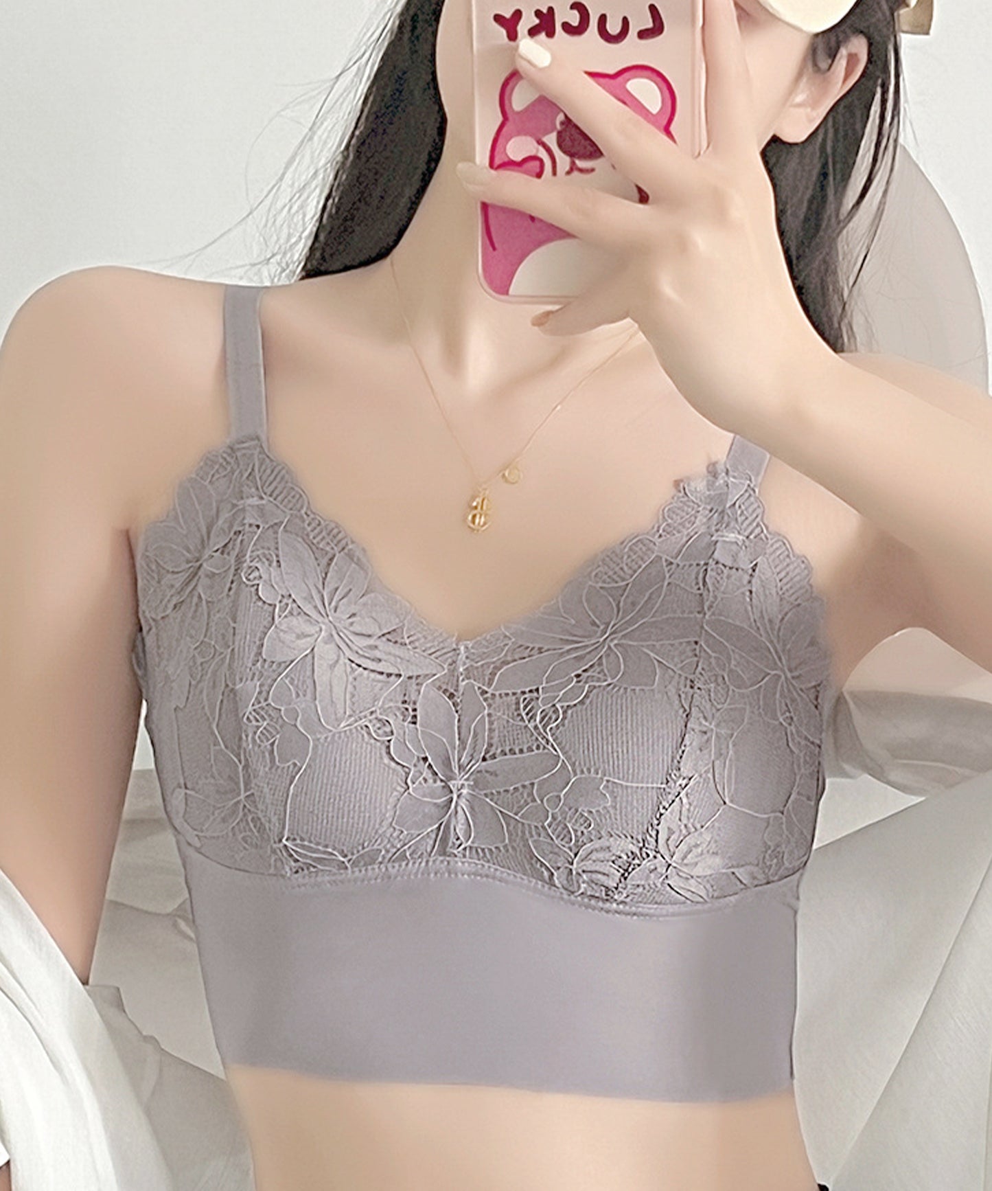 花柄レースワイヤレスブラジャー