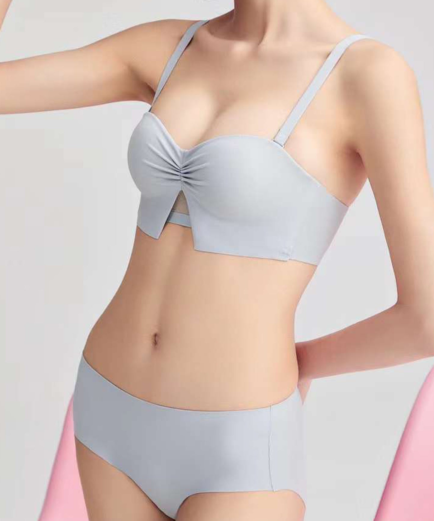 ギャザー付きビスチェ風ギャザーブラ&ショーツセット