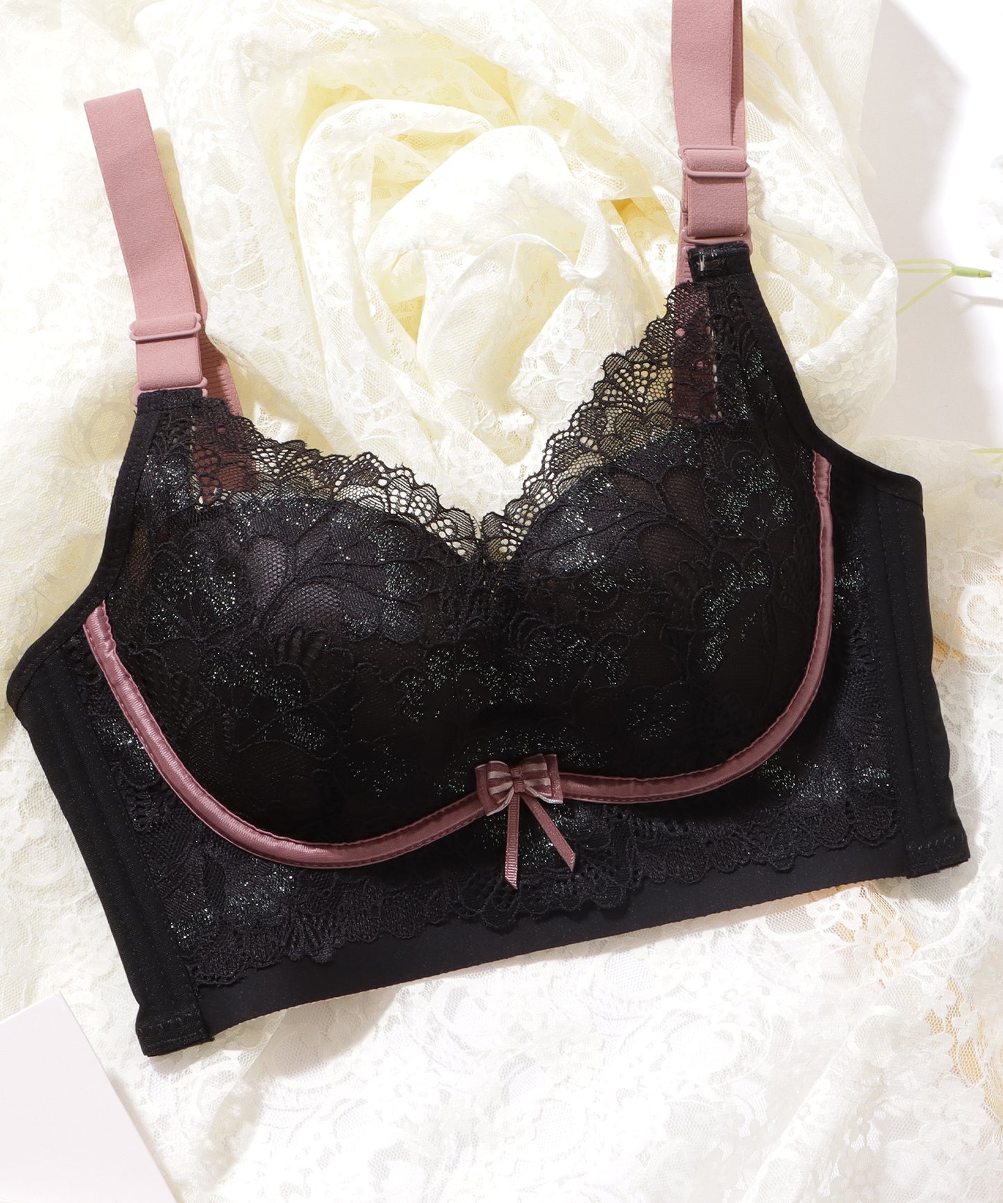 ロマンチック レース 脇高 バイカラー ブラジャー
