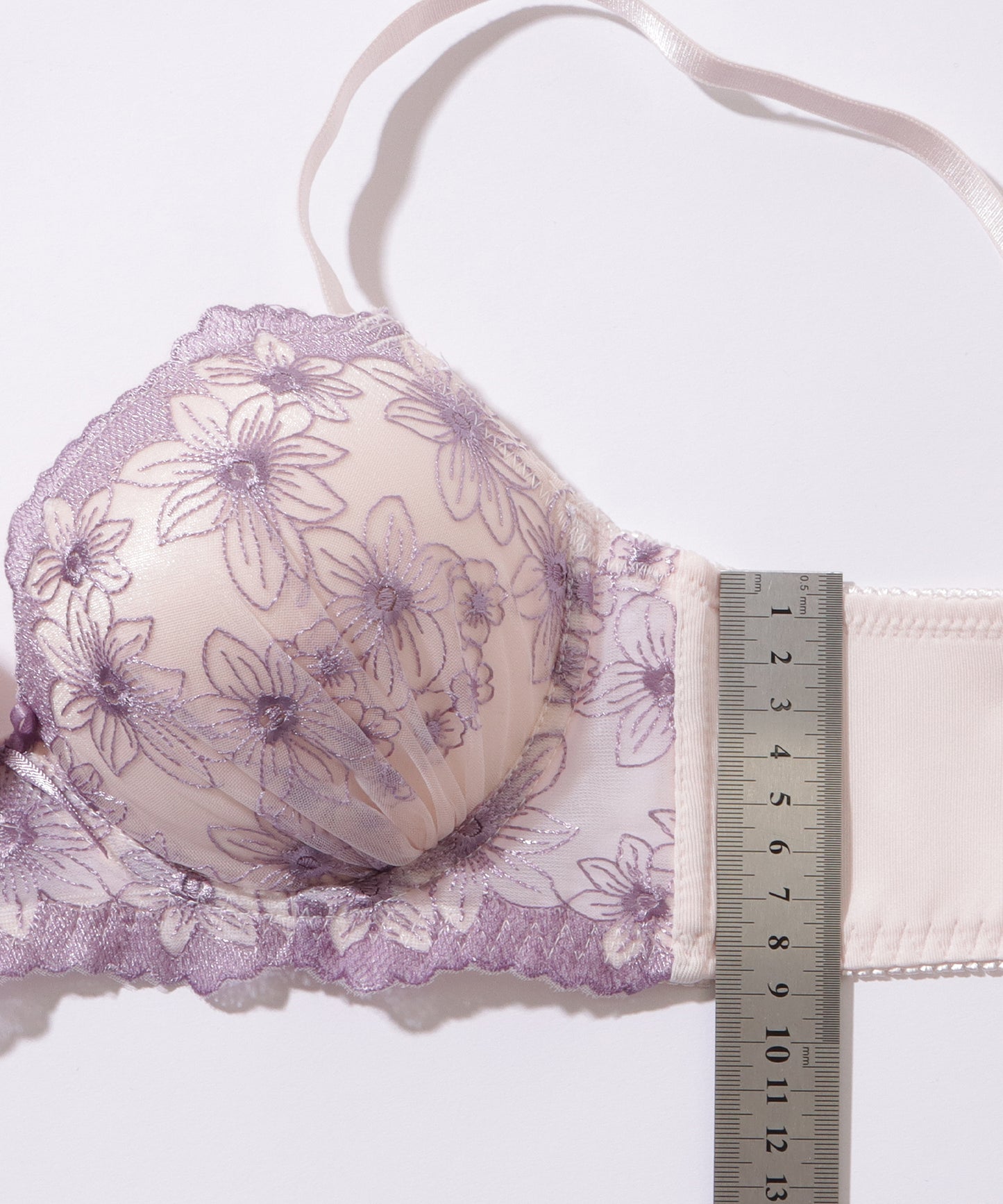 レトロ フラワー 刺繍 ノンワイヤー ブラジャー&ショーツ