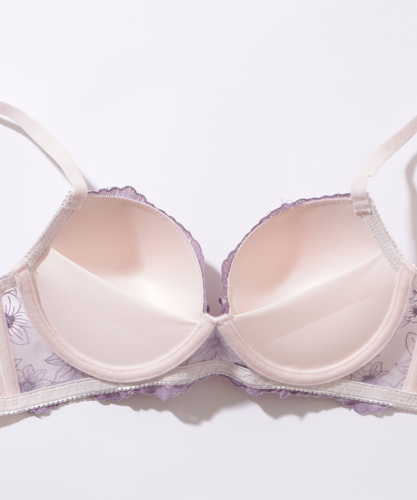 レトロ フラワー 刺繍 ノンワイヤー ブラジャー&ショーツ