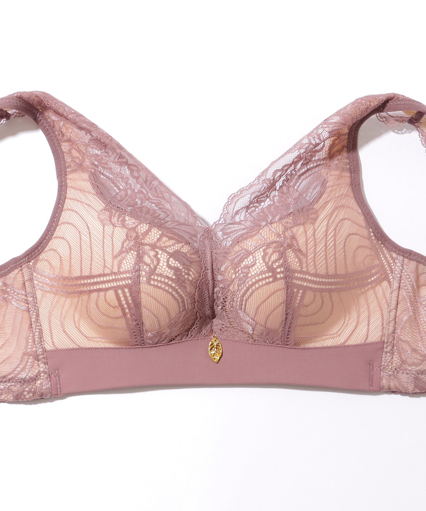 Vネック チャーム付き レーシィ ソフト ノンワイヤー ブラ&ショーツ