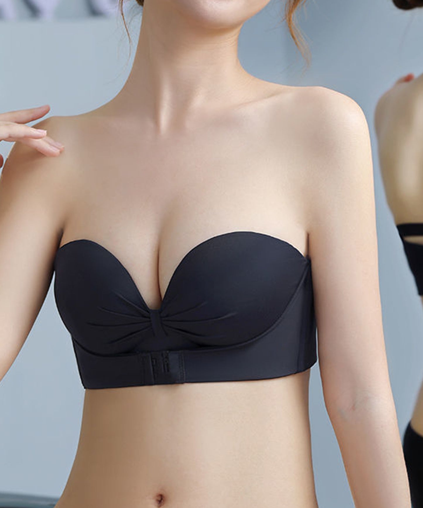 2WAY ストラップ ダブルホック シームレス 1/2 ブラジャー