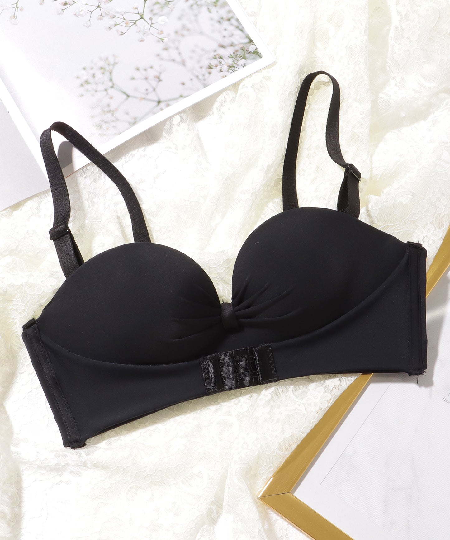 2WAY ストラップ ダブルホック シームレス 1/2 ブラジャー