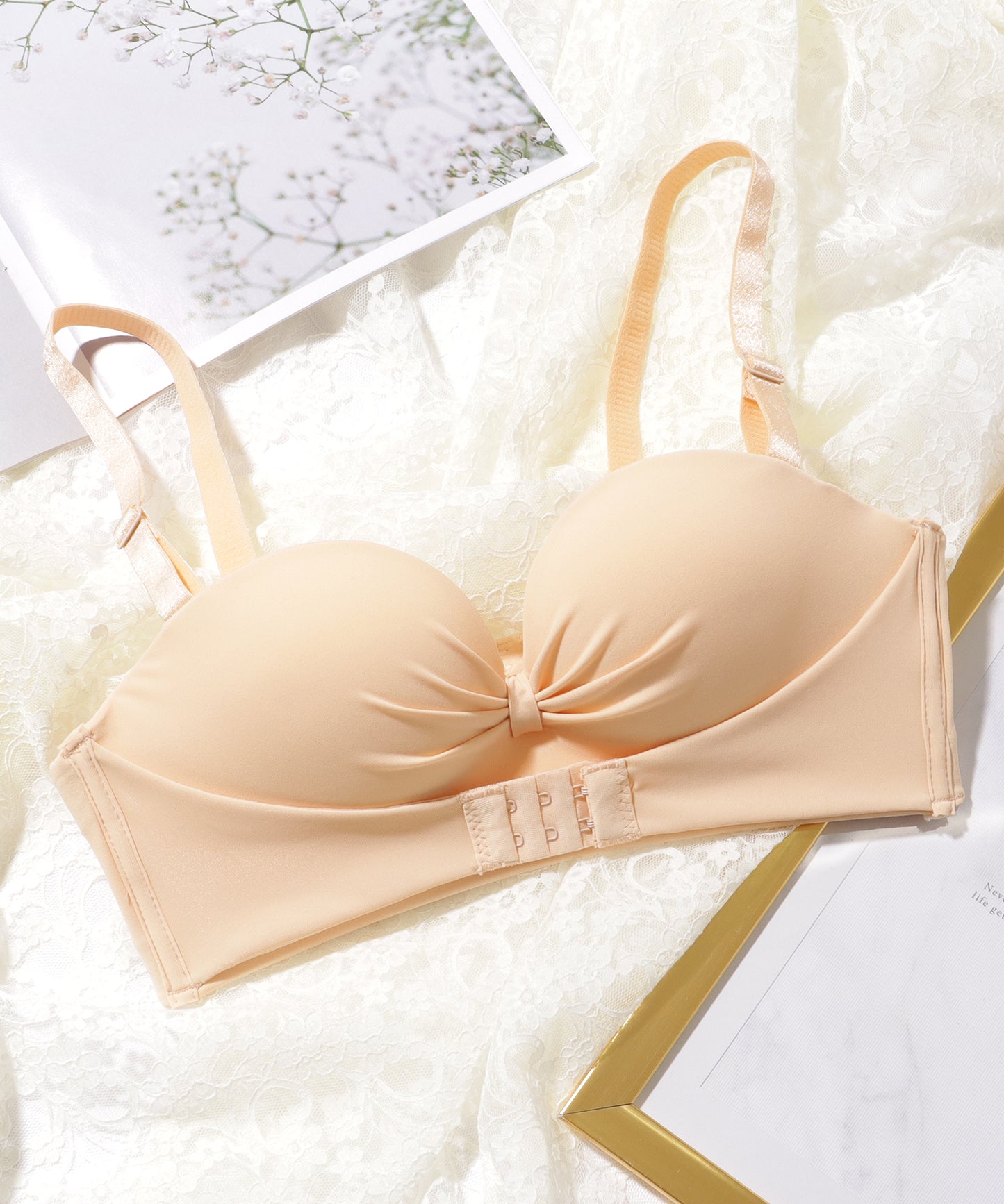 2WAY ストラップ ダブルホック シームレス 1/2 ブラジャー