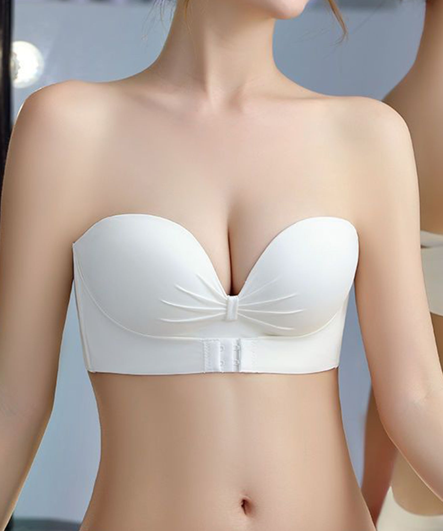 2WAY ストラップ ダブルホック シームレス 1/2 ブラジャー