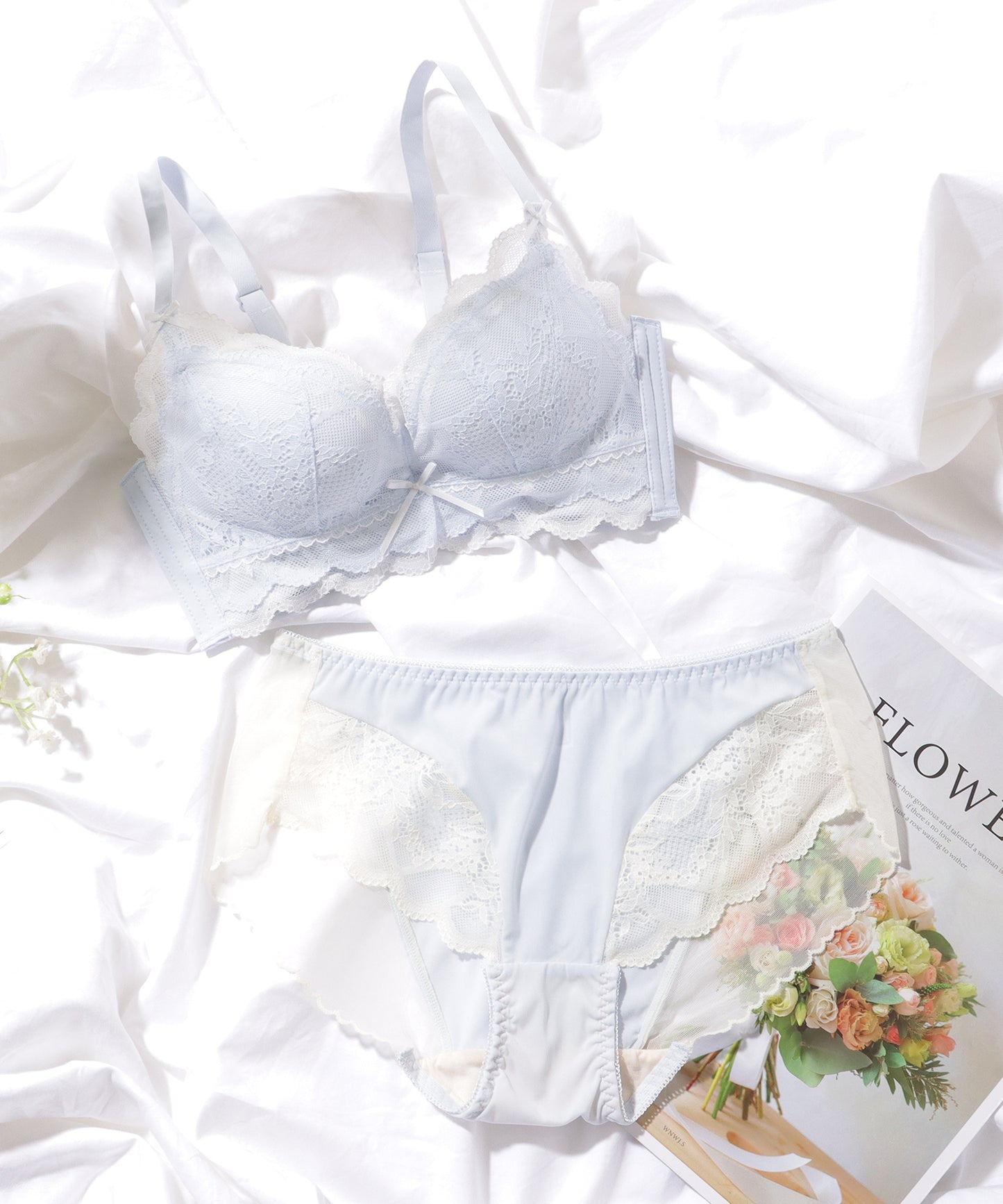 スカラップ レイヤード レーシィ 脇高 ブラ&ショーツ