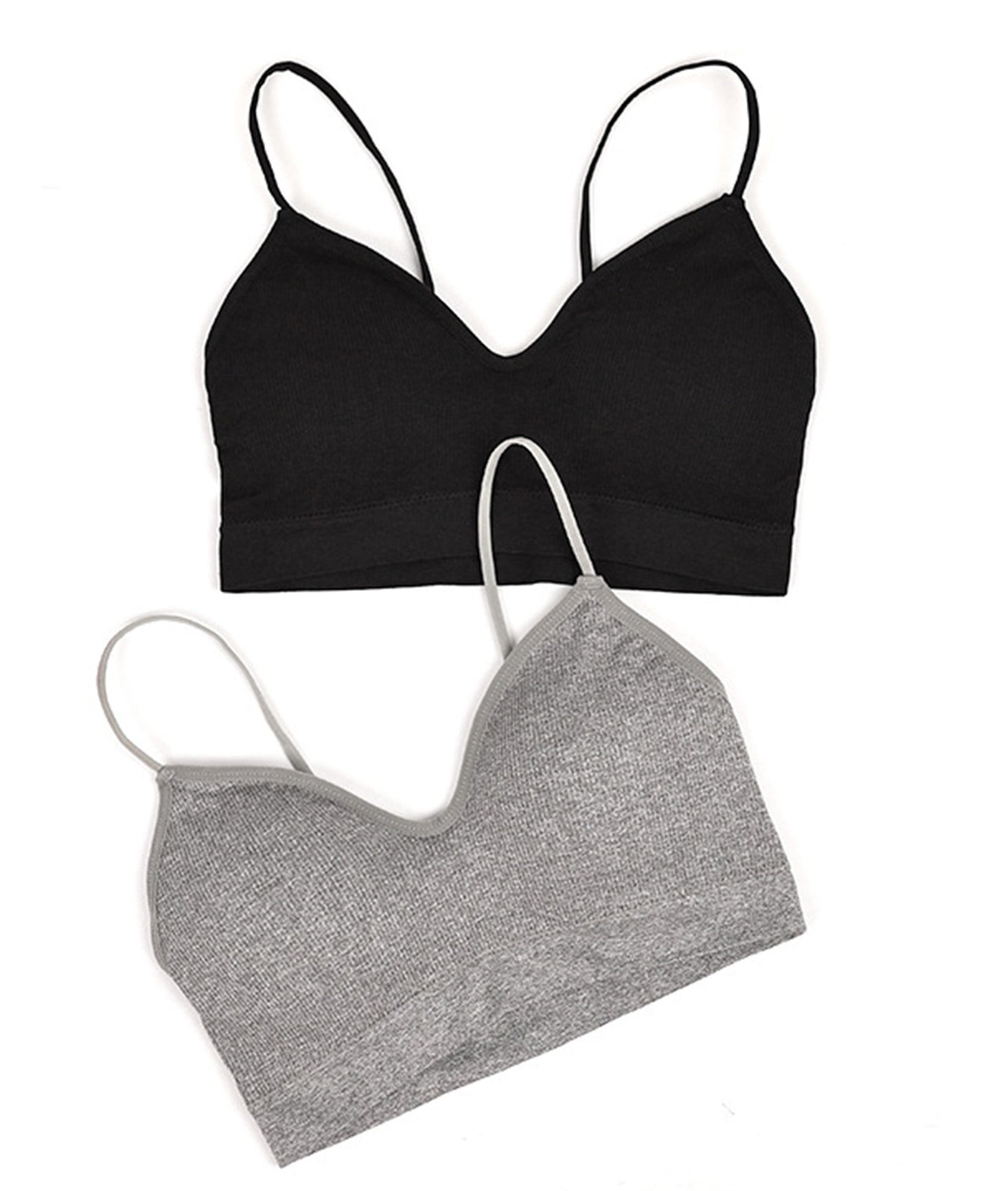 ノンワイヤー 細リブブラ&ショーツ 2点セット