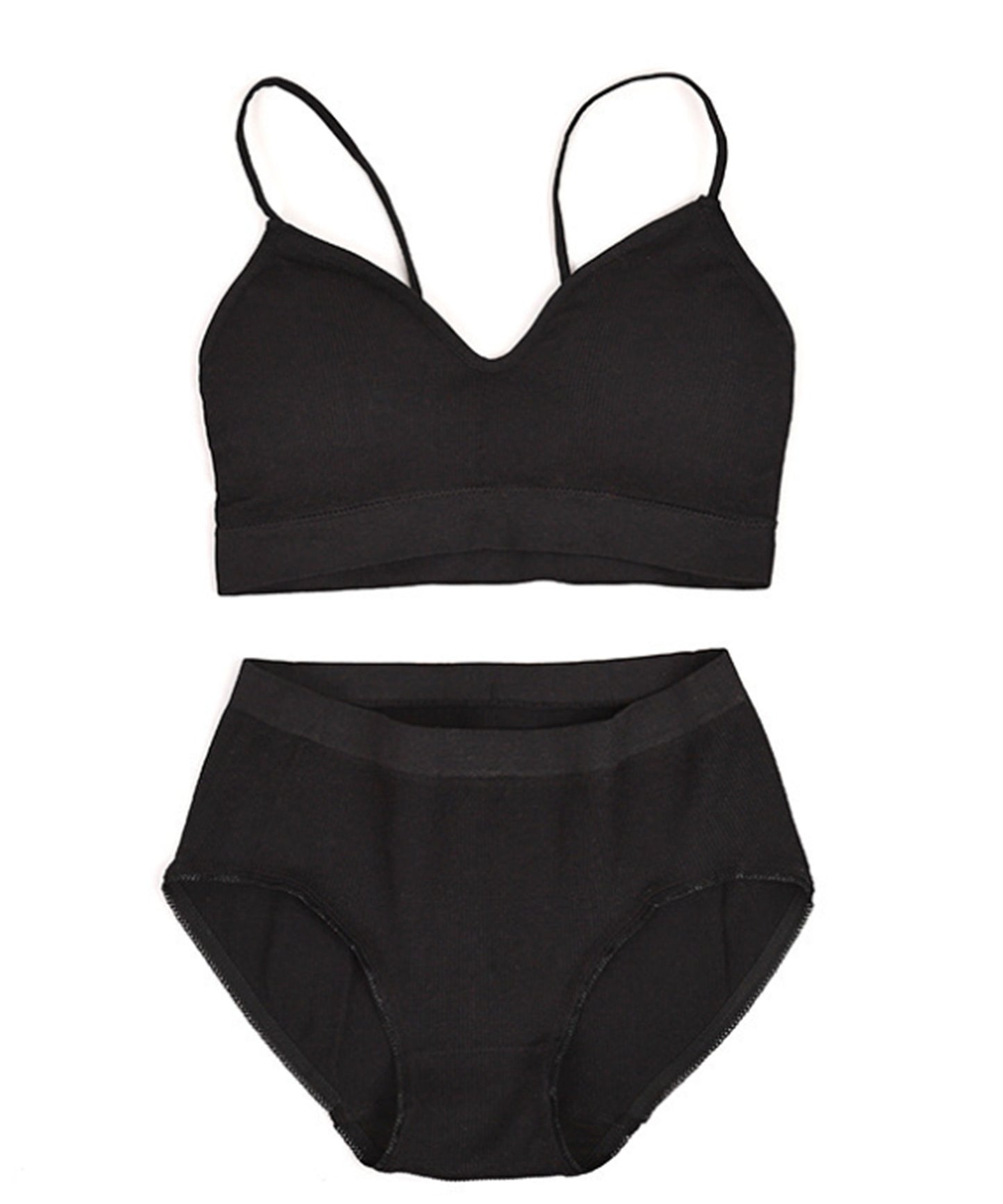 ノンワイヤー 細リブブラ&ショーツ 2点セット