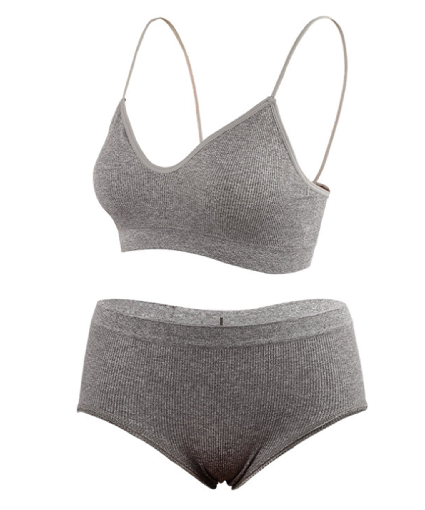 ノンワイヤー 細リブブラ&ショーツ 2点セット