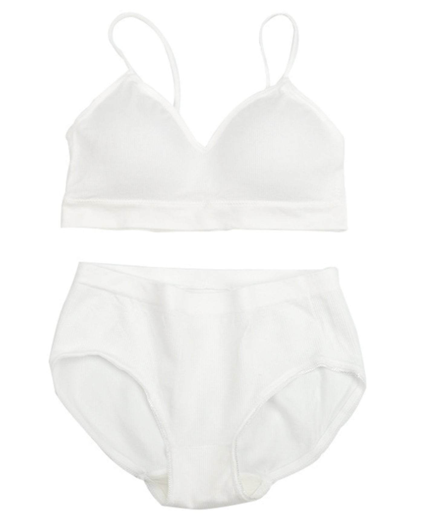 ノンワイヤー 細リブブラ&ショーツ 2点セット