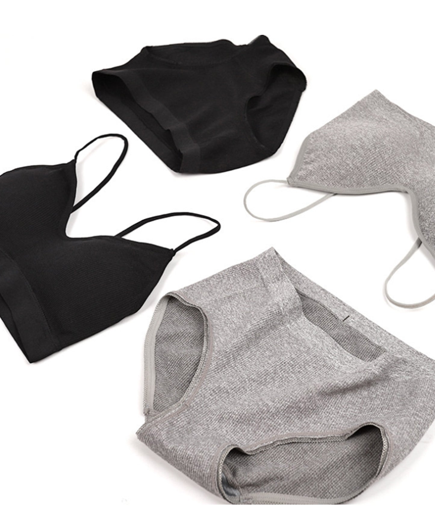 ノンワイヤー 細リブブラ&ショーツ 2点セット