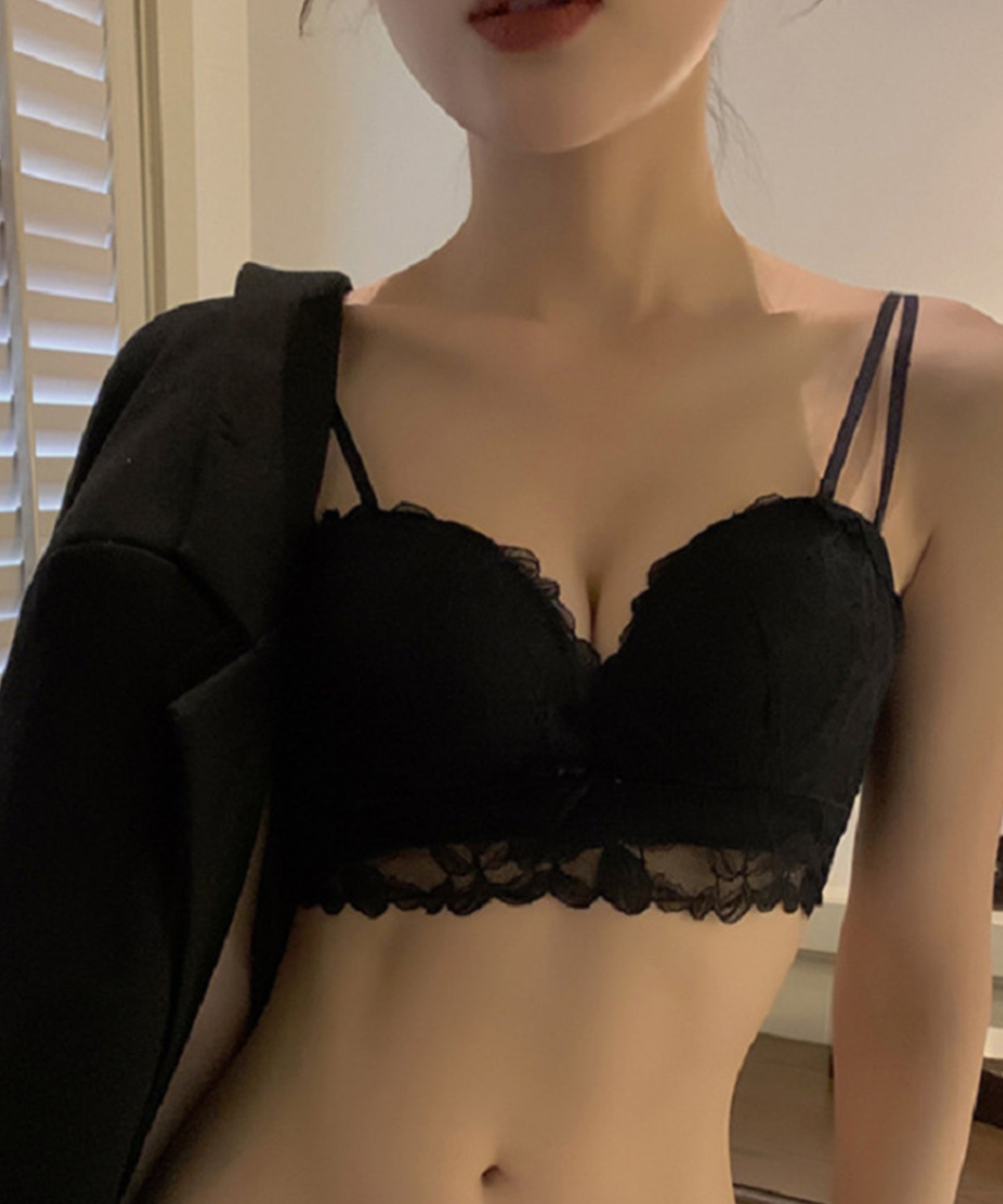 エレガント レース 3/4 ノンワイヤー ブラ&ショーツ