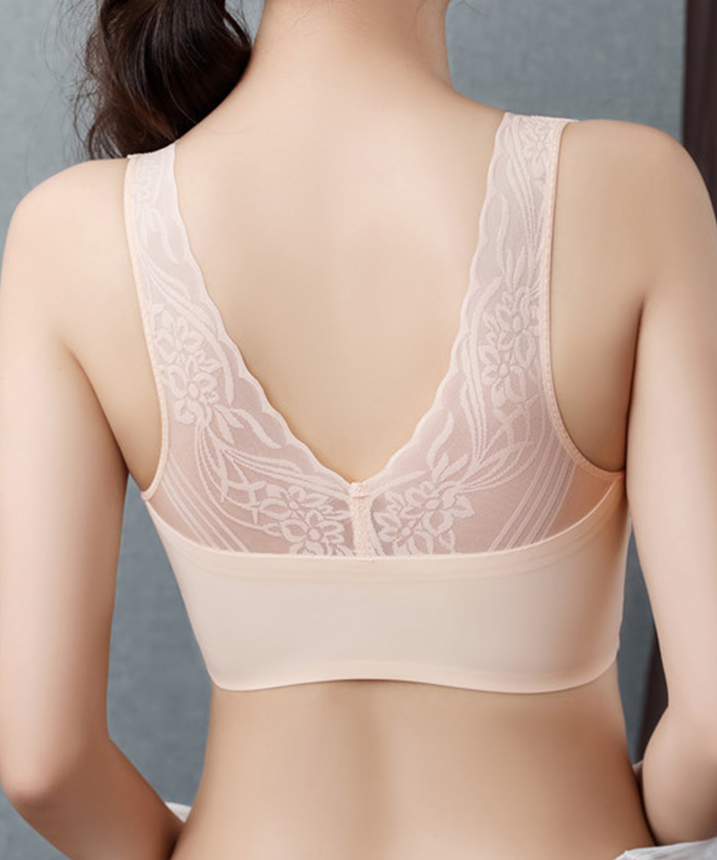 ノンワイヤー バックレースデザインブラ