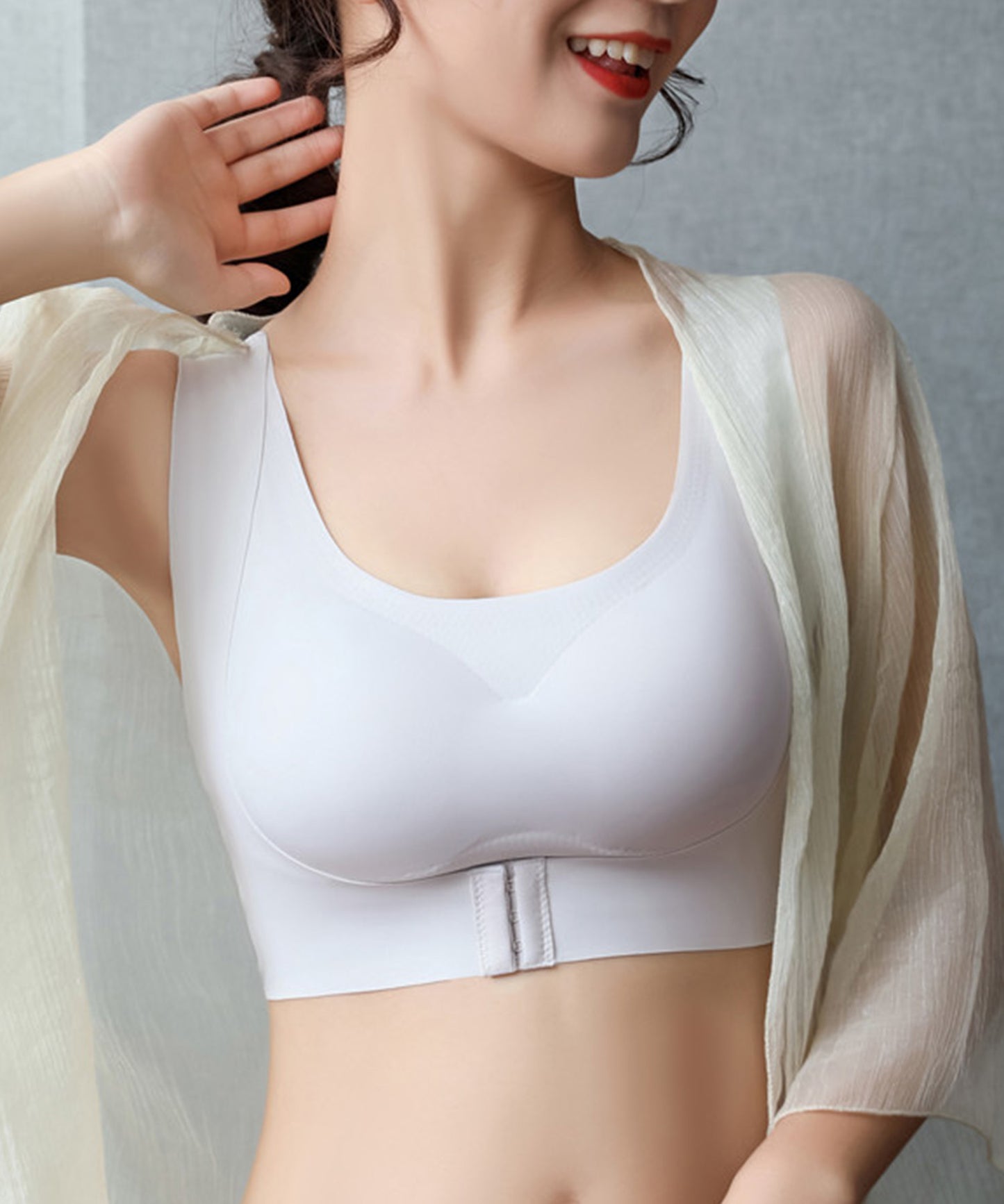 ノンワイヤー バックレースデザインブラ