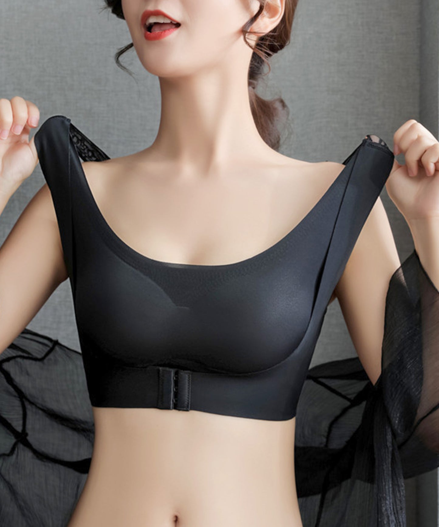 ノンワイヤー バックレースデザインブラ