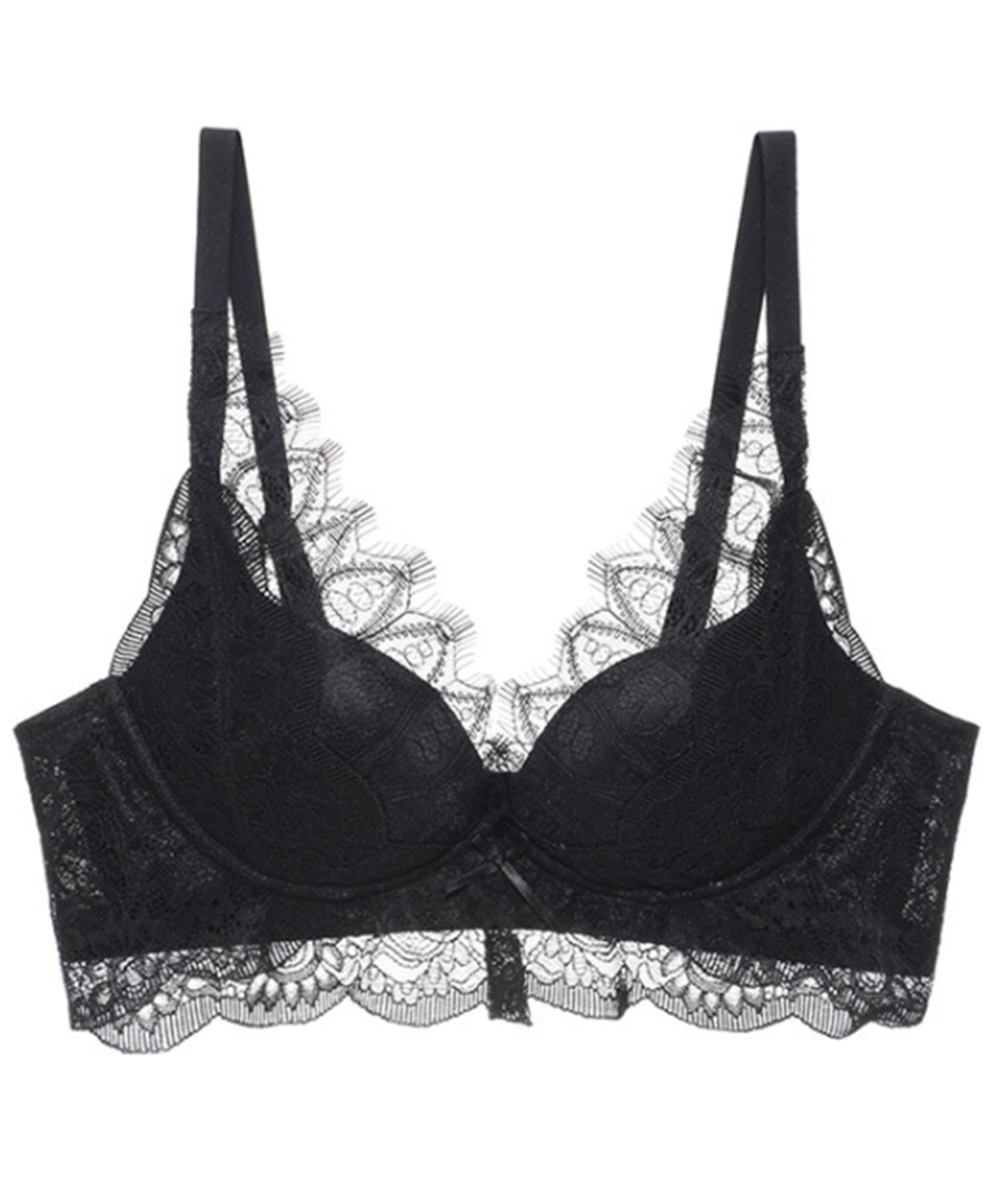 ノンワイヤー総レースブラ&ショーツ 2点セット