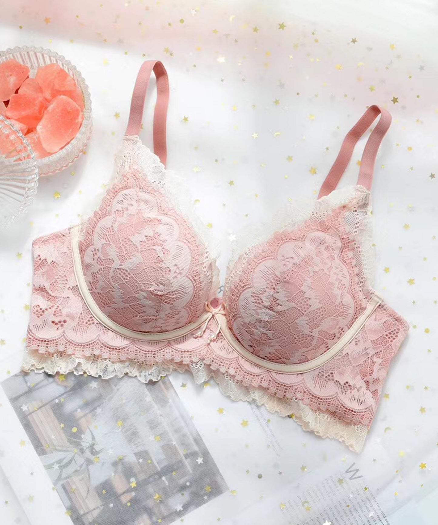ノンワイヤー レースブラ・ショーツ2点セット