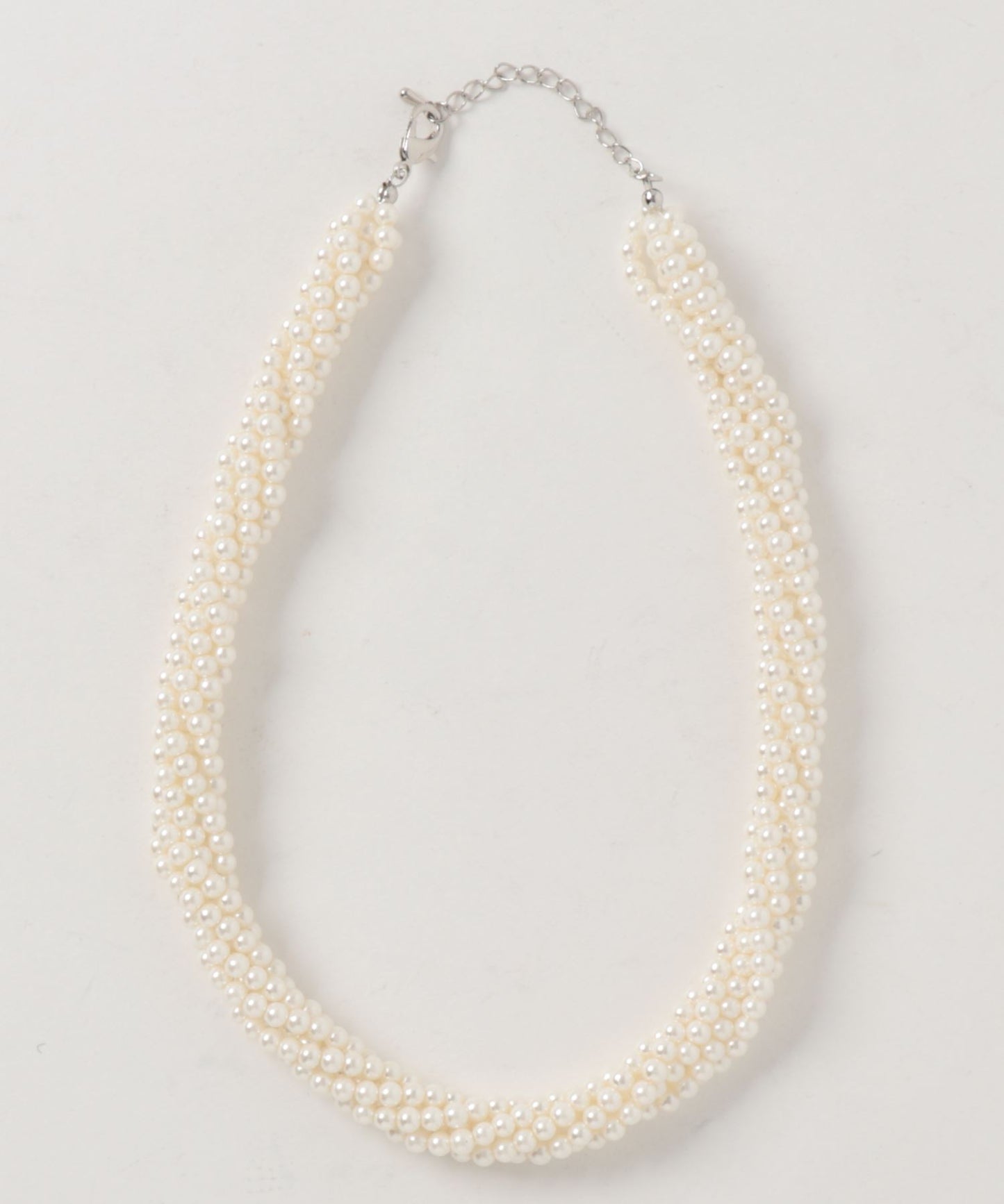 ねじりデザインイミテーションパールショートネックレス