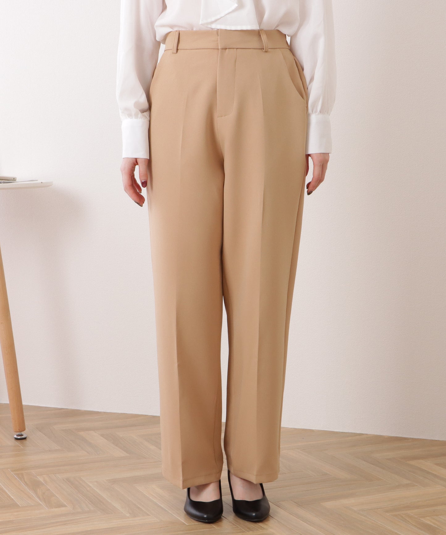 ツイルセンタープレスハイウエストストレートパンツ