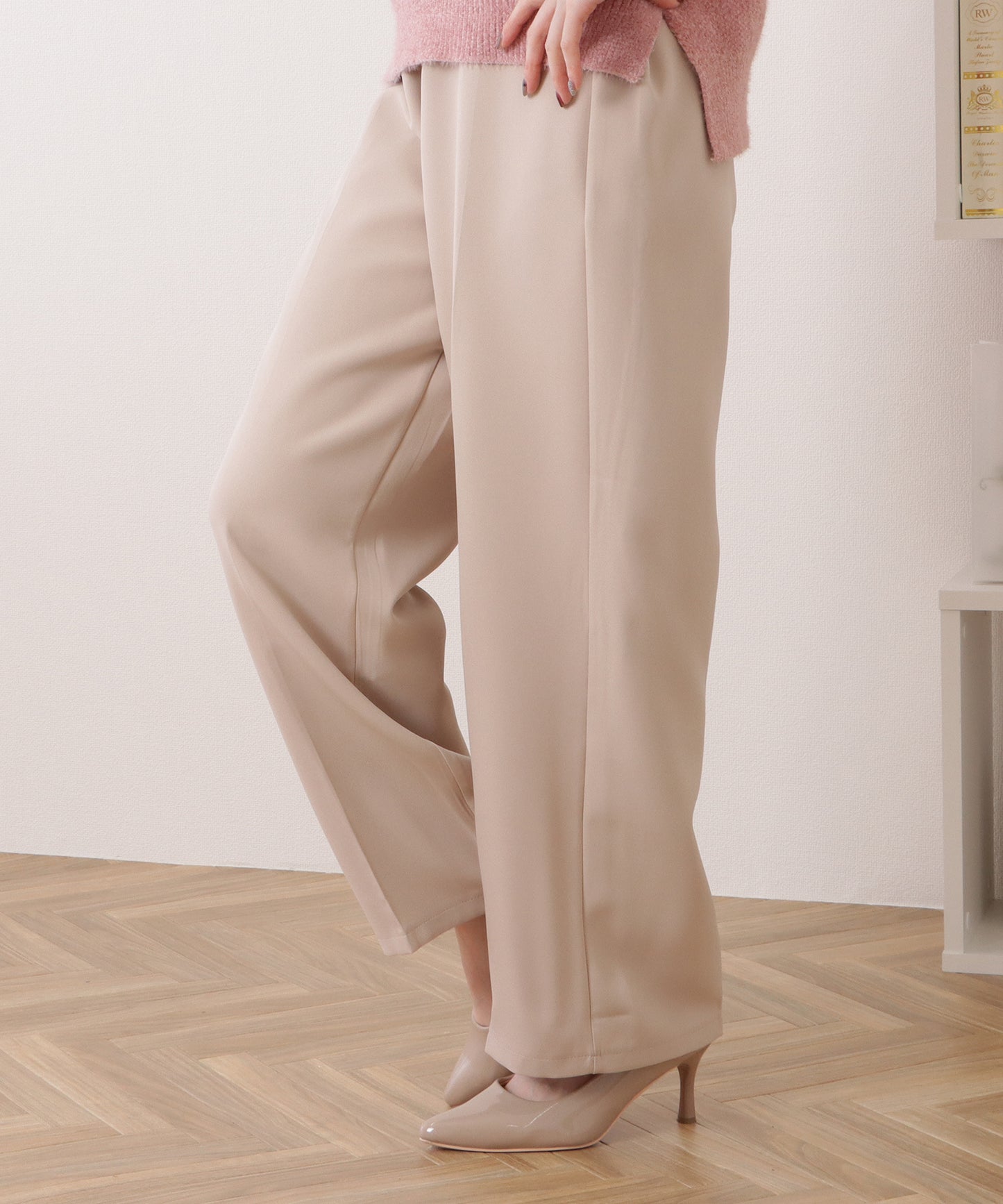 ツイルセンタープレスハイウエストストレートパンツ