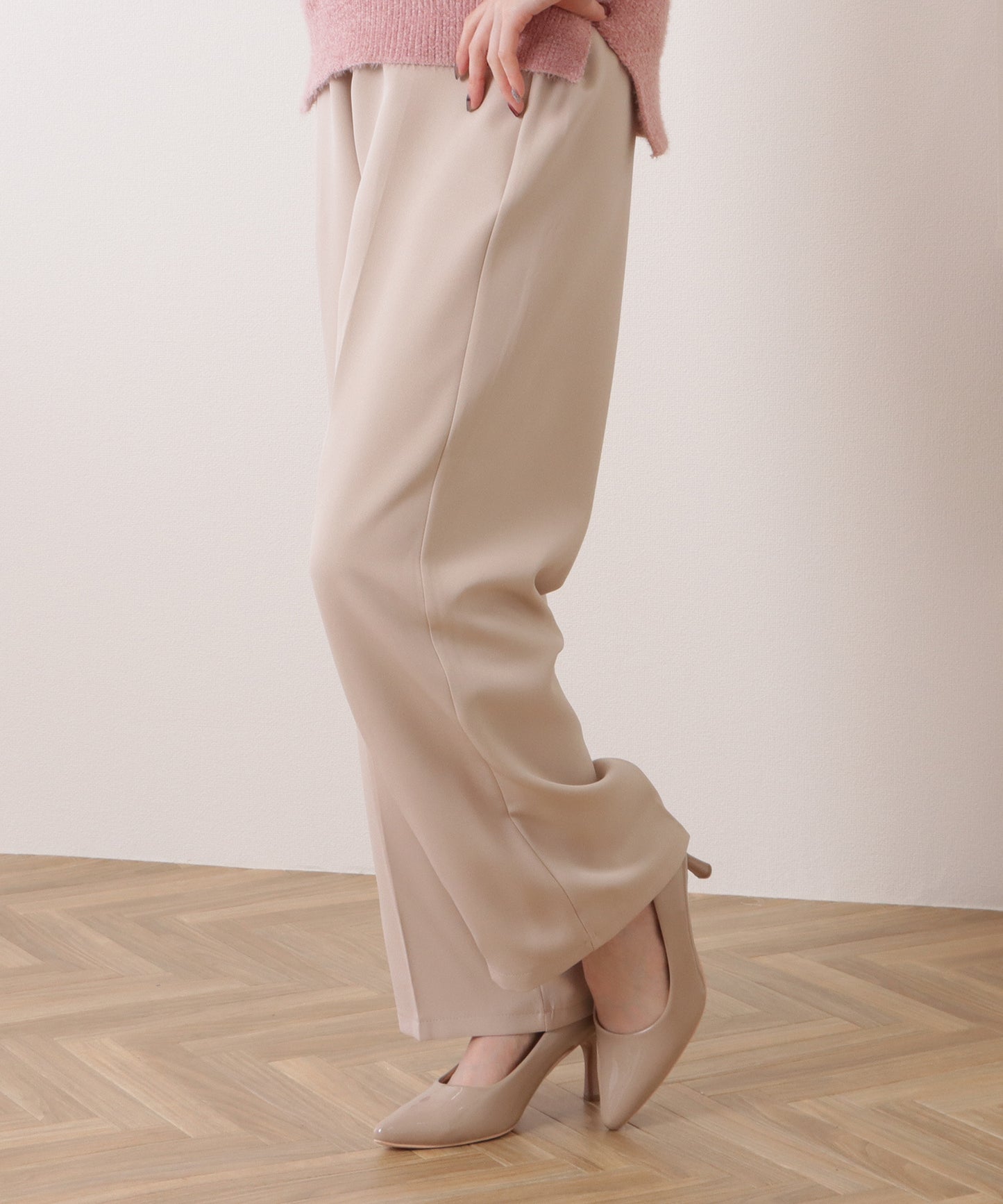 ツイルセンタープレスハイウエストストレートパンツ