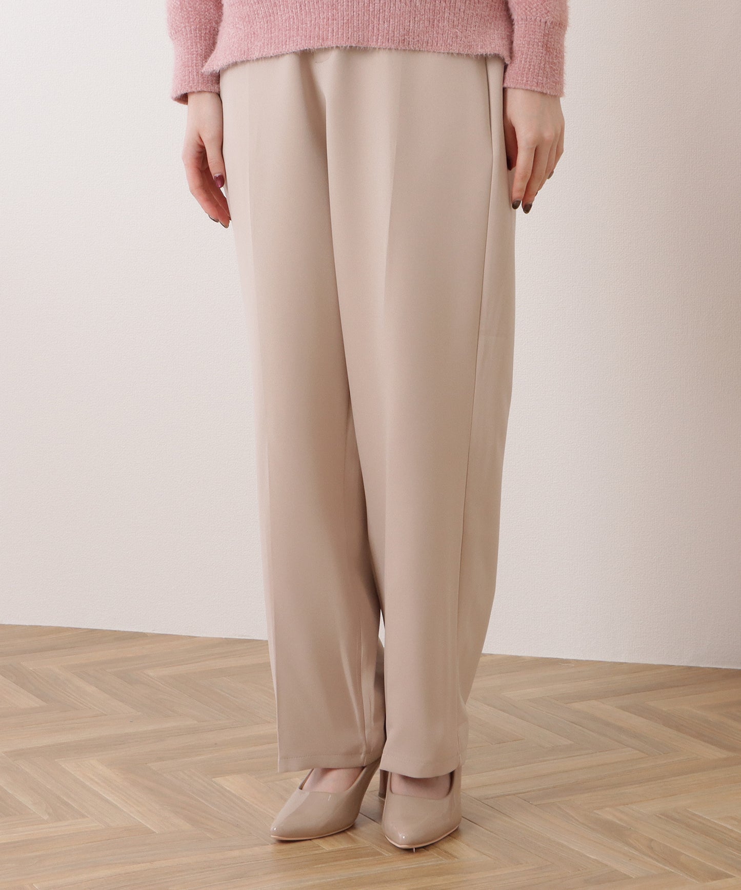 ツイルセンタープレスハイウエストストレートパンツ