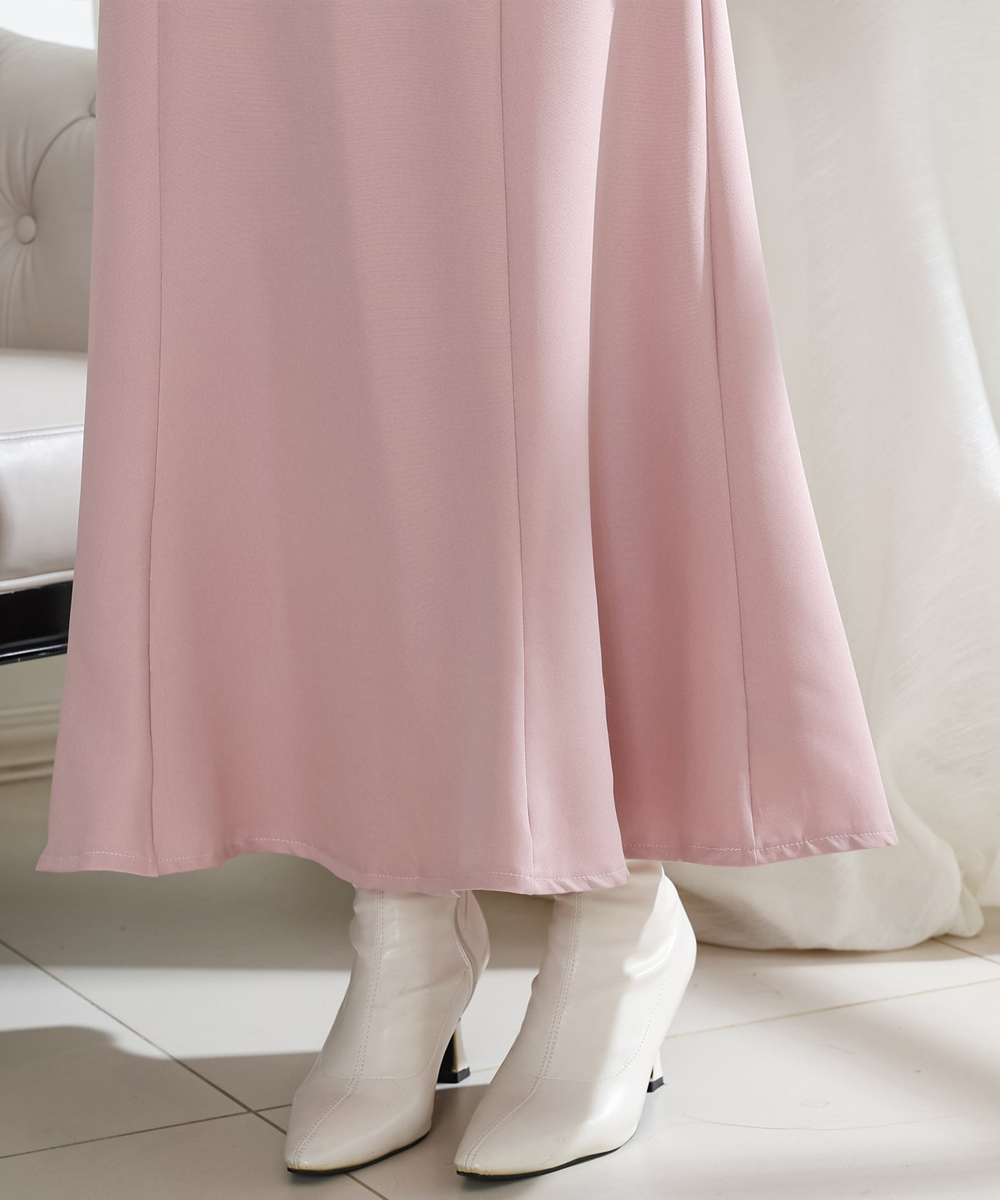 配色 ホルターネック ハイウエスト ドッキング ワンピース