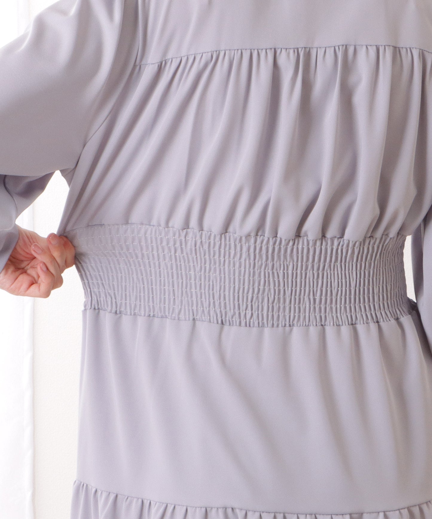 Vネック ティアード ギャザー マキシ丈 ワンピース